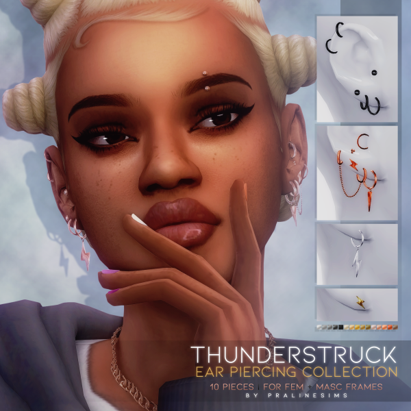 Alpha THUNDERSTRUCK Ear Piercing Collection by simsfinds - The Sims 4 Custom Content