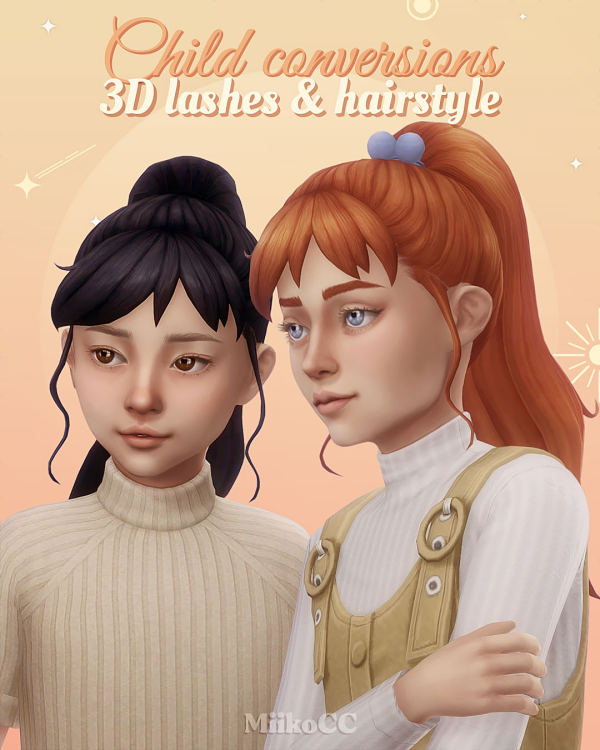 Maxis Match 3D eyelashes Makoto hair (children) by simsfinds - The Sims 4 Custom Content