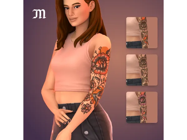 Mix Caroline Tattoo by myshunosun - The Sims 4 Custom Content