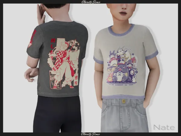 Alpha Nate T Shirt Child by clarity-sims - The Sims 4 Custom Content
