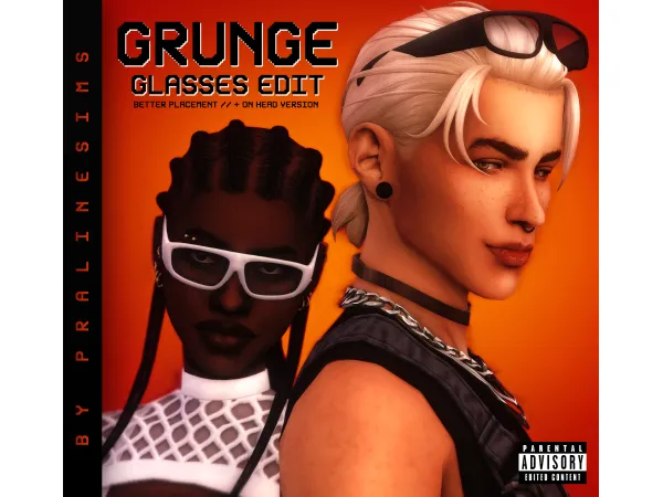 Mix GRUNGE GLASSES Edits by Pralinesims - The Sims 4 Custom Content