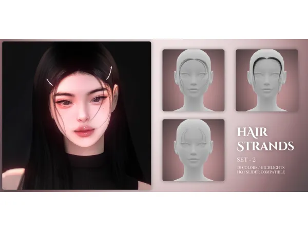 Alpha Hair Strands Set 2 by simsfinds - The Sims 4 Custom Content