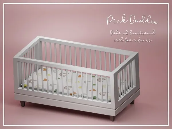 Alpha Boho v2 Crib for infants by pinkbaddie - The Sims 4 Custom Content