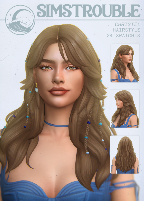 Maxis Match Christen Hairstyle (4 Versions) by simsfinds - The Sims 4 Custom Content