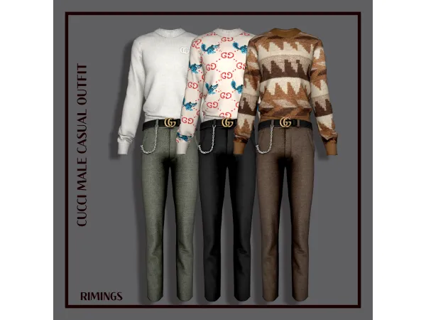 Alpha [RIMINGS] Gucci Male Casual Outfit - The Sims 4 Custom Content