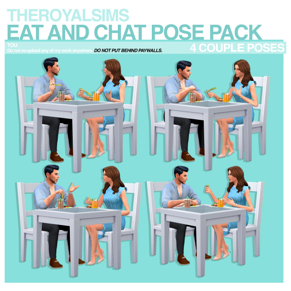 Maxis Match THEROYALSIMS EAT AND CHAT POSE PACK FORK ACCESSORY by simsfinds - The Sims 4 Custom Content