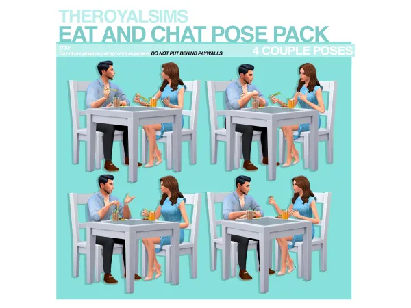 Maxis Match THEROYALSIMS EAT AND CHAT POSE PACK FORK ACCESSORY by The Royal Sims - The Sims 4 Custom Content