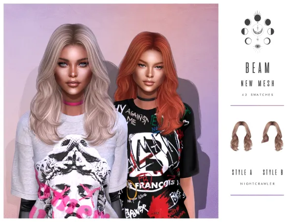 Alpha nightcrawler beam hair by nightcrawler - The Sims 4 Custom Content