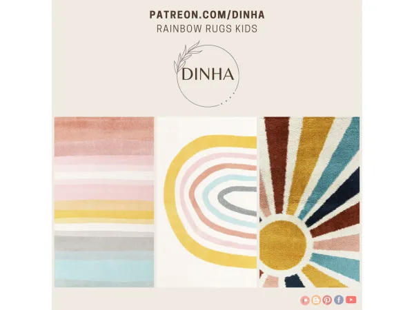 Alpha Rainbow Rugs Kids - The Sims 4 Custom Content