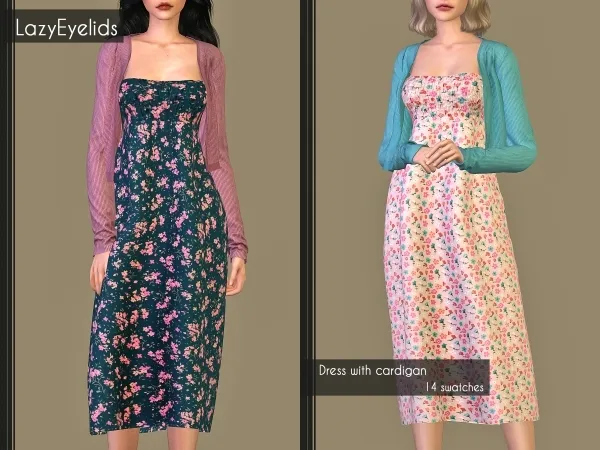 Alpha Dress with cardigan by lazyeyelids - The Sims 4 Custom Content
