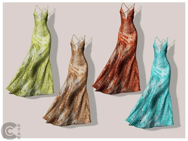 Alpha Flowing Cheetah Printed Dress cool_content_star by cool_content_star - The Sims 4 Custom Content