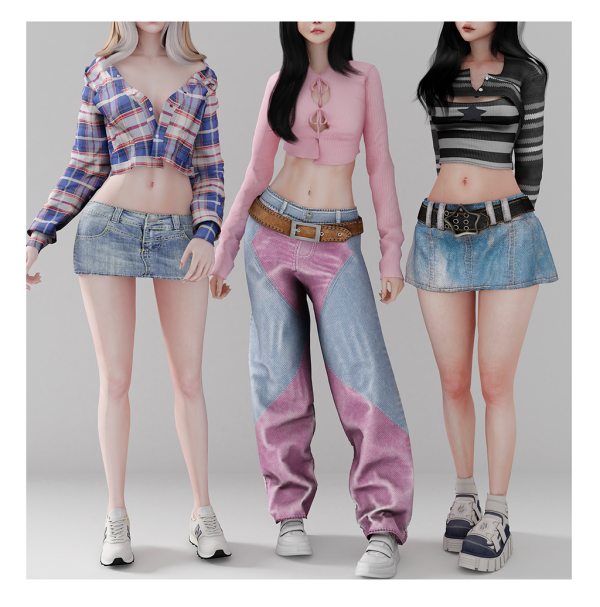 Alpha Cow girl set Babyetears by babyetears - The Sims 4 Custom Content