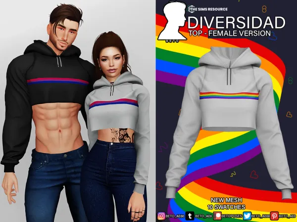 Alpha Diversidad Top - The Sims 4 Custom Content