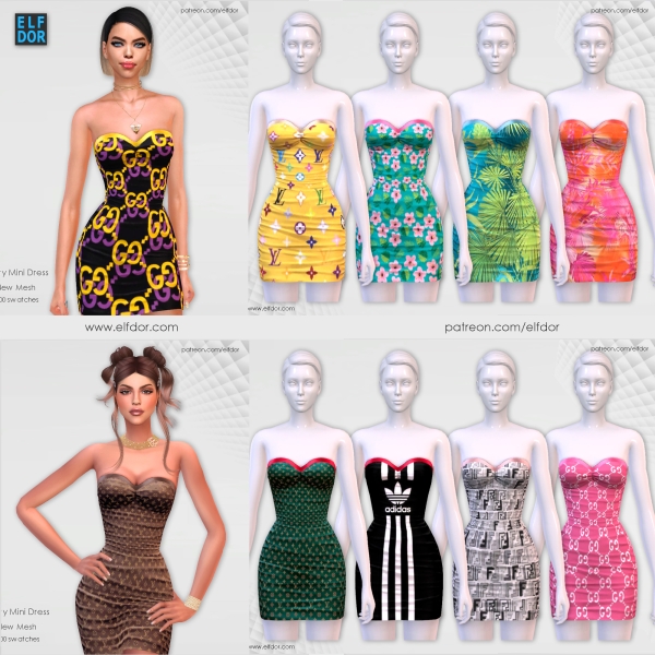 Maxis Match 2023 June 3 Mini Party Dress New on my Patreon by elfdor - The Sims 4 Custom Content