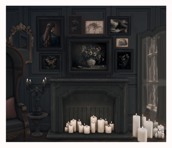Alpha Dark Academia Wall Art Set by simsfinds - The Sims 4 Custom Content