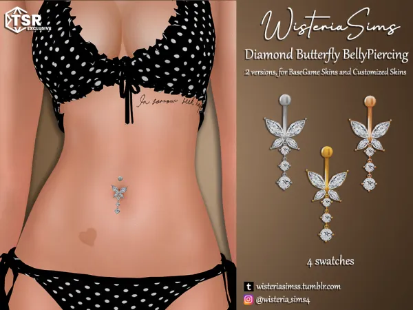 Alpha NEW BELLYPIERCINGS FOR YOUR SIMS by wisteriasims - The Sims 4 Custom Content