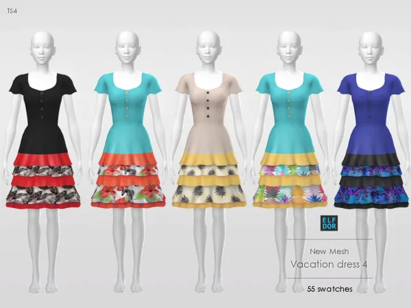 Maxis Match Vacation dress 4 by elfdor - The Sims 4 Custom Content