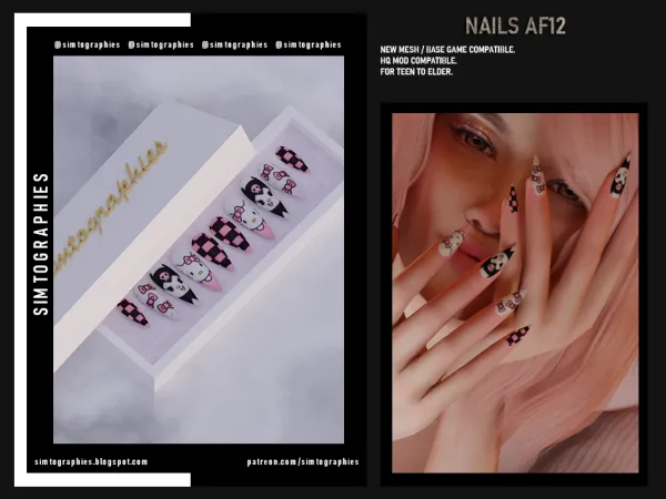 Alpha Nails AF12 by simtographies - The Sims 4 Custom Content