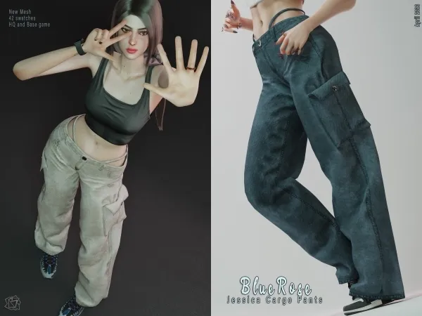 Alpha Jessica Cargo Pants by bluerose-sims - The Sims 4 Custom Content