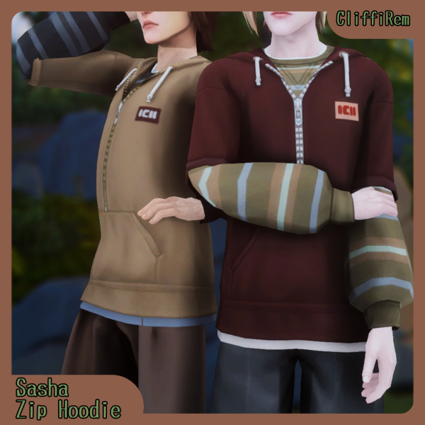 Maxis Match Sasha Zip Hoodie by simsfinds - The Sims 4 Custom Content