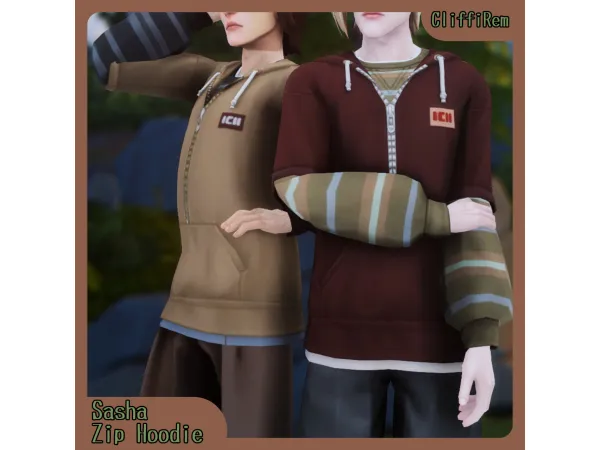 Maxis Match Sasha Zip Hoodie - The Sims 4 Custom Content