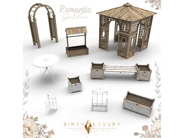 Alpha Romantic Garden Full Collection by Sims4Luxury - The Sims 4 Custom Content