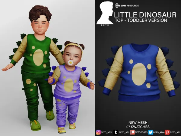 Alpha Little Dinosaur Set by Beto_ae0 - The Sims 4 Custom Content
