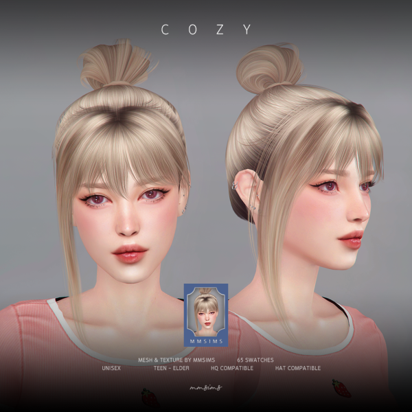 Alpha MMSIMS Hair Cozy by simsfinds - The Sims 4 Custom Content