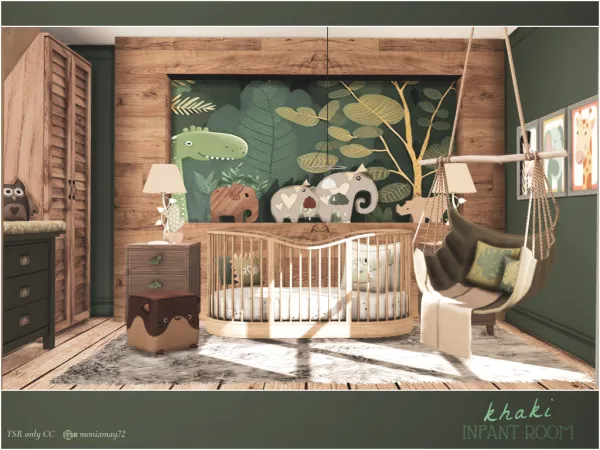 Alpha Khaki infant Nursery - The Sims 4 Custom Content