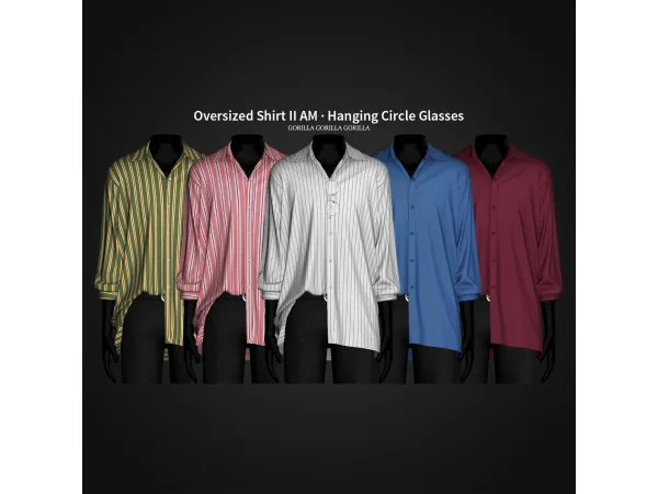 Alpha Oversized Shirt II Hanging Circle Glasses - The Sims 4 Custom Content