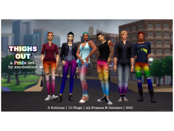 Maxis Match [Thighs Out Ombre Pride Bottoms Pride 2023] by simsfinds - The Sims 4 Custom Content