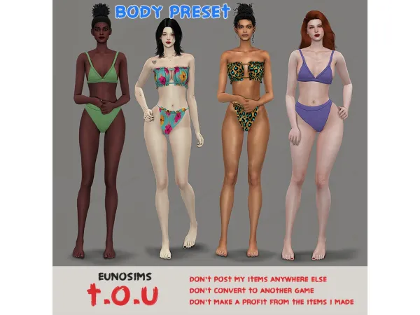 Maxis Match Female body preset by eunosims - The Sims 4 Custom Content