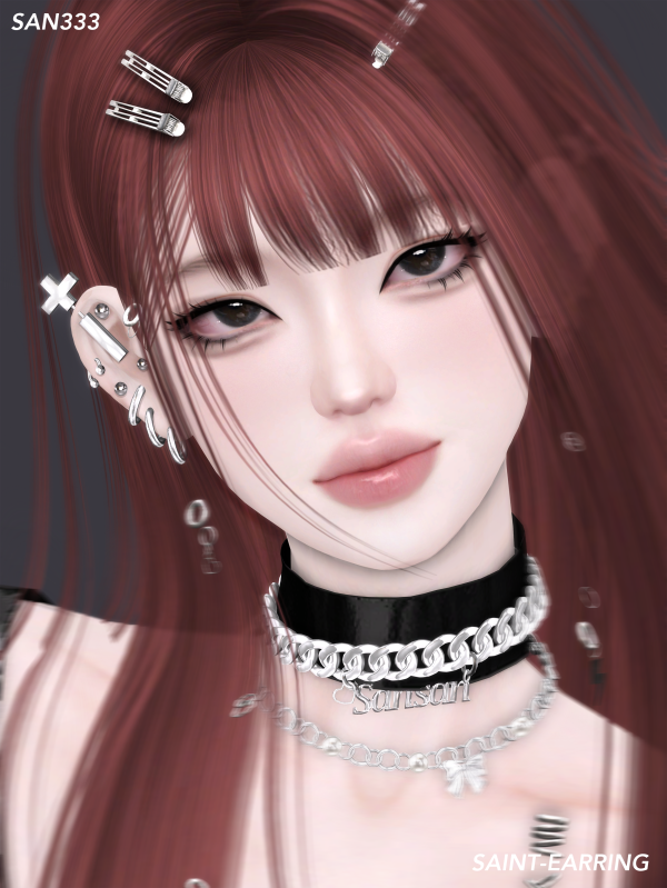 Alpha 333Saint earring by simsfinds - The Sims 4 Custom Content