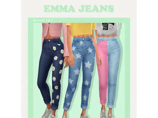 Maxis Match Emma Jeans by Black Lily - The Sims 4 Custom Content