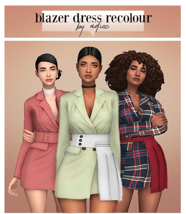 Maxis Match adiec BLAZER DRESS SIMS RECOLOUR by simsfinds - The Sims 4 Custom Content