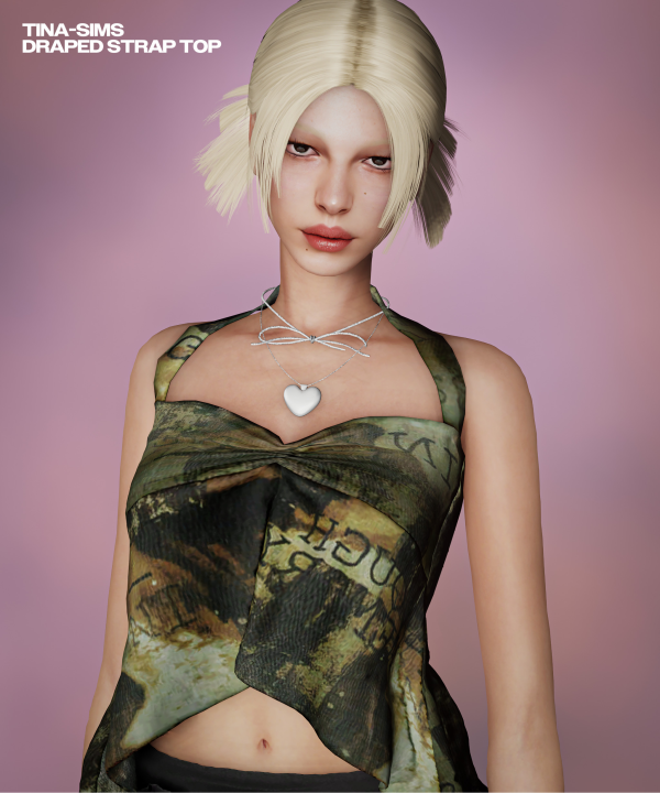Alpha [TINA SIMS] Draped Strap Top by simsfinds - The Sims 4 Custom Content