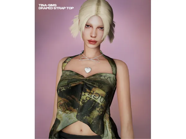 Alpha [TINA SIMS] Draped Strap Top - The Sims 4 Custom Content