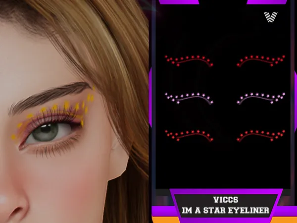 Alpha VICCS_IM A STAR EYELINER (TEEN ELDER) by viccs - The Sims 4 Custom Content