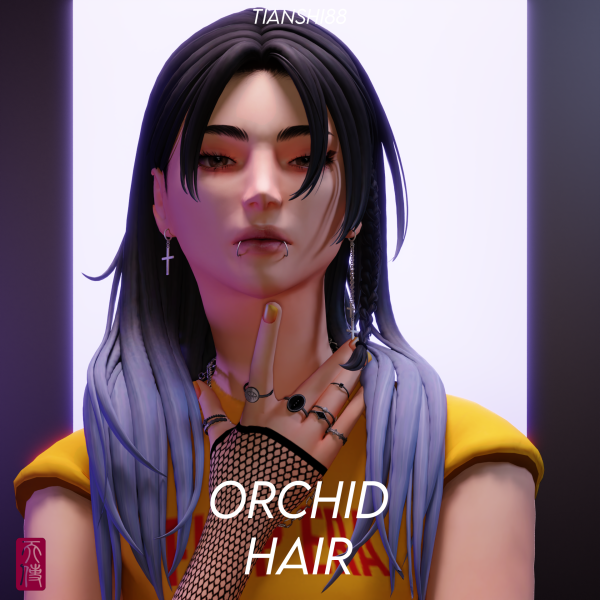 Maxis Match ORCHID HAIR by simsfinds - The Sims 4 Custom Content