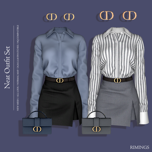Alpha [RIMINGS] Neat Outfit Set by simsfinds - The Sims 4 Custom Content