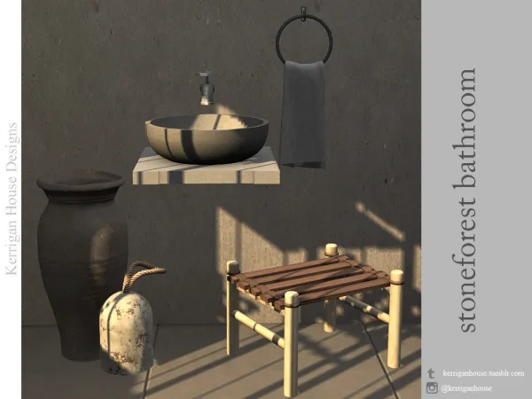 Alpha [KHD] Stoneforest Bathroom Set by simsfinds - The Sims 4 Custom Content