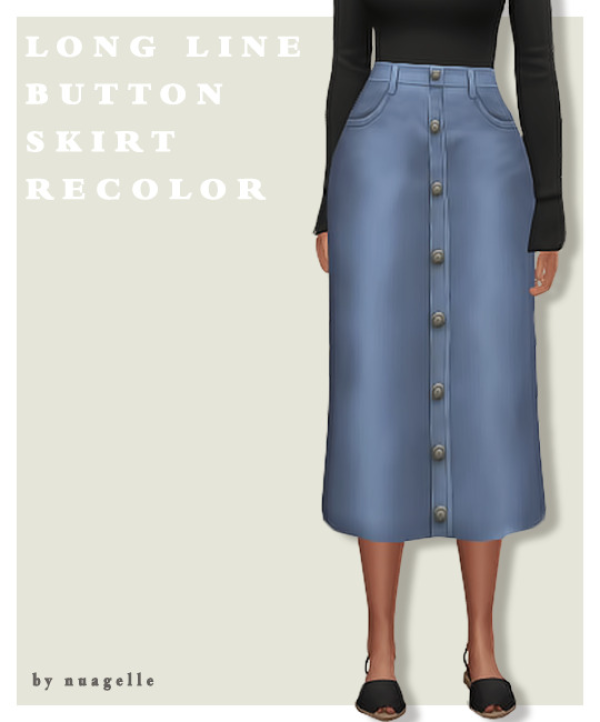 Maxis Match Long Line Button Skirt Retexture by simsfinds - The Sims 4 Custom Content
