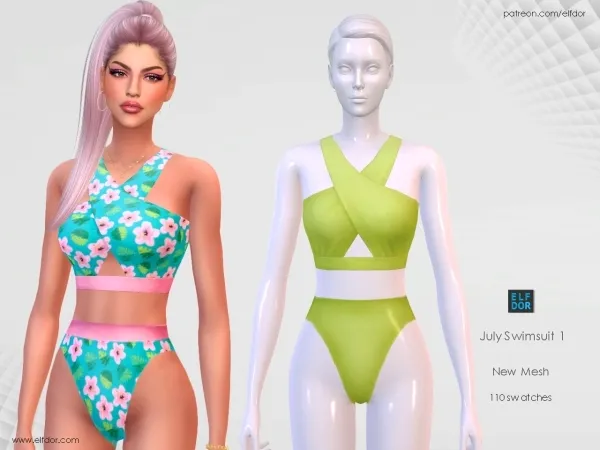Maxis Match 2023 July 1 Swimsuit by elfdor - The Sims 4 Custom Content