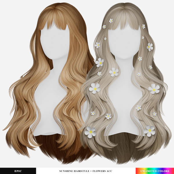 Alpha Sunshine Hairstyle Flowers Accessory by simsfinds - The Sims 4 Custom Content