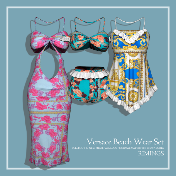 Alpha [RIMINGS] Versace Beach Wear Set by simsfinds - The Sims 4 Custom Content