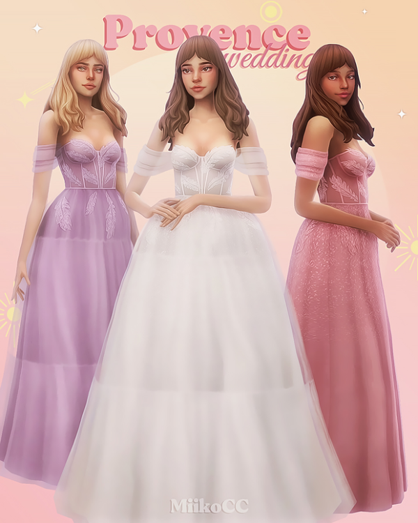 Maxis Match Provence wedding set dresses hairstyle by simsfinds - The Sims 4 Custom Content
