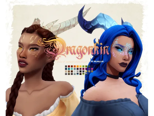 Maxis Match DRAGONKIN a World of Warcraft dracthyr horn set by Valhallan - The Sims 4 Custom Content