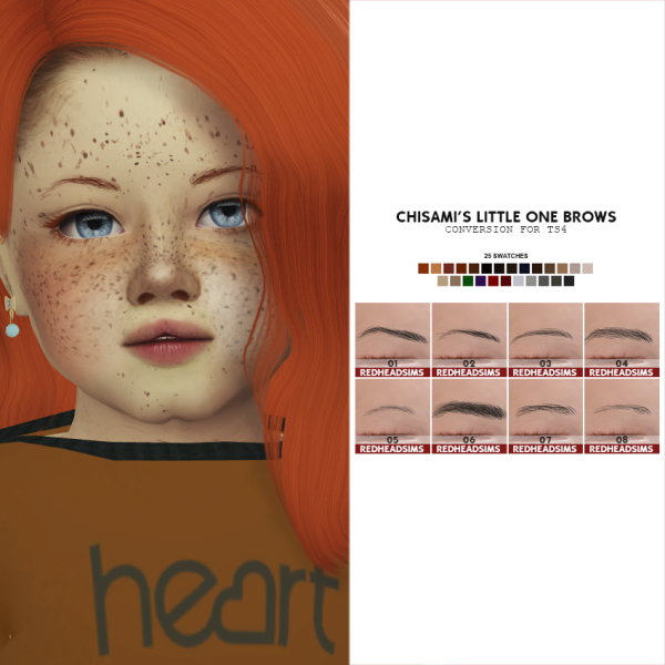 Alpha CHISAMI'S LITTLE ONE BROWS by redheadsims - The Sims 4 Custom Content