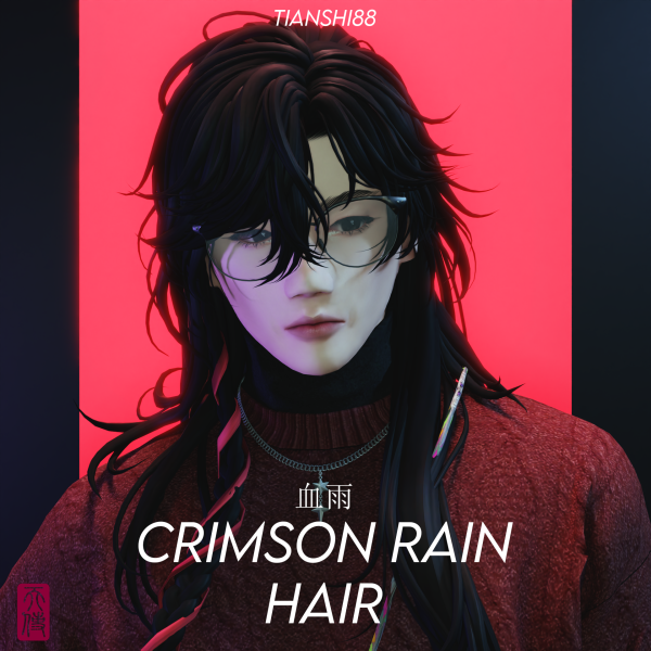Maxis Match 血雨 CRIMSON RAIN HAIR by simsfinds - The Sims 4 Custom Content
