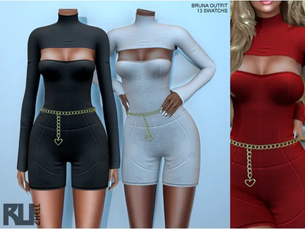 Alpha Bruna outfit by ruchellsims - The Sims 4 Custom Content